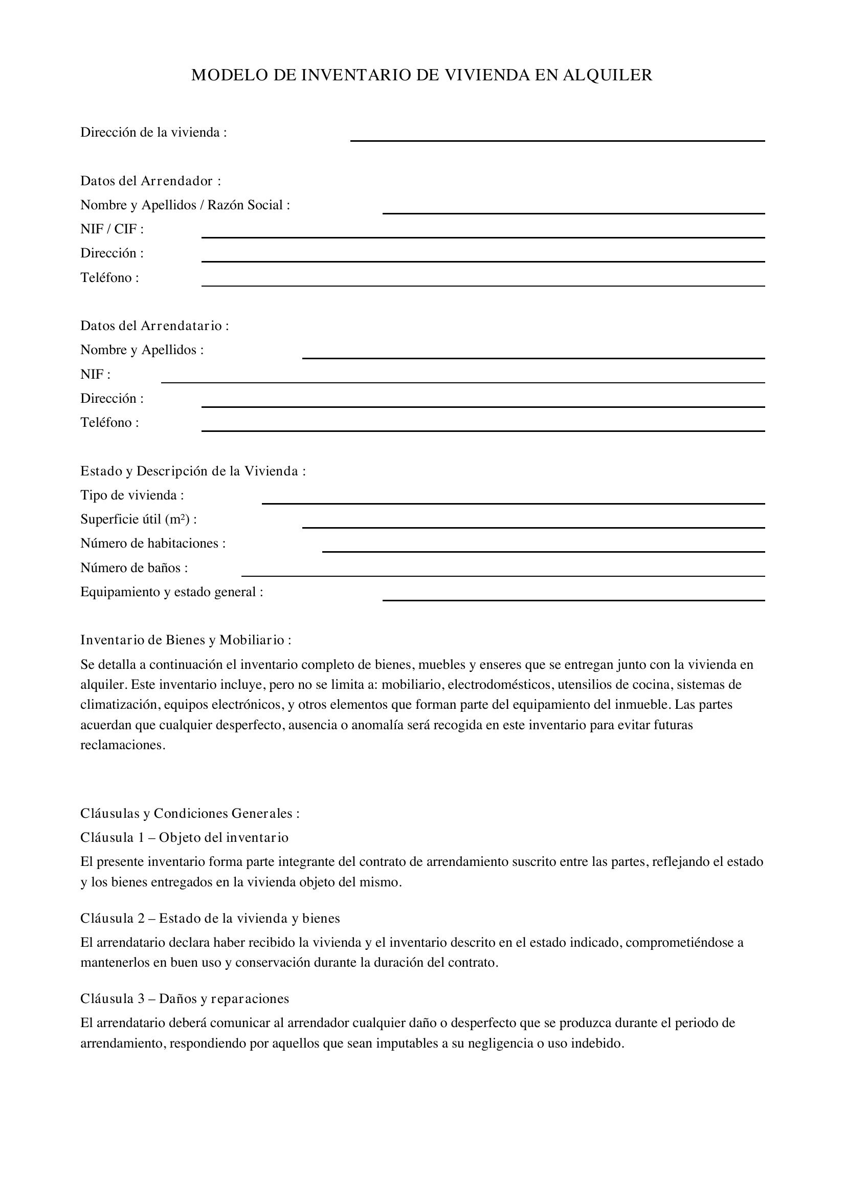 Modelo Inventario Vivienda Alquiler